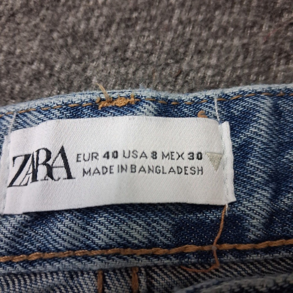 Zara Light Wash Blue Baggy Wide Leg Cargo Jeans Multi Pocket Straps Size 30 / 8 - Picture 3 of 14